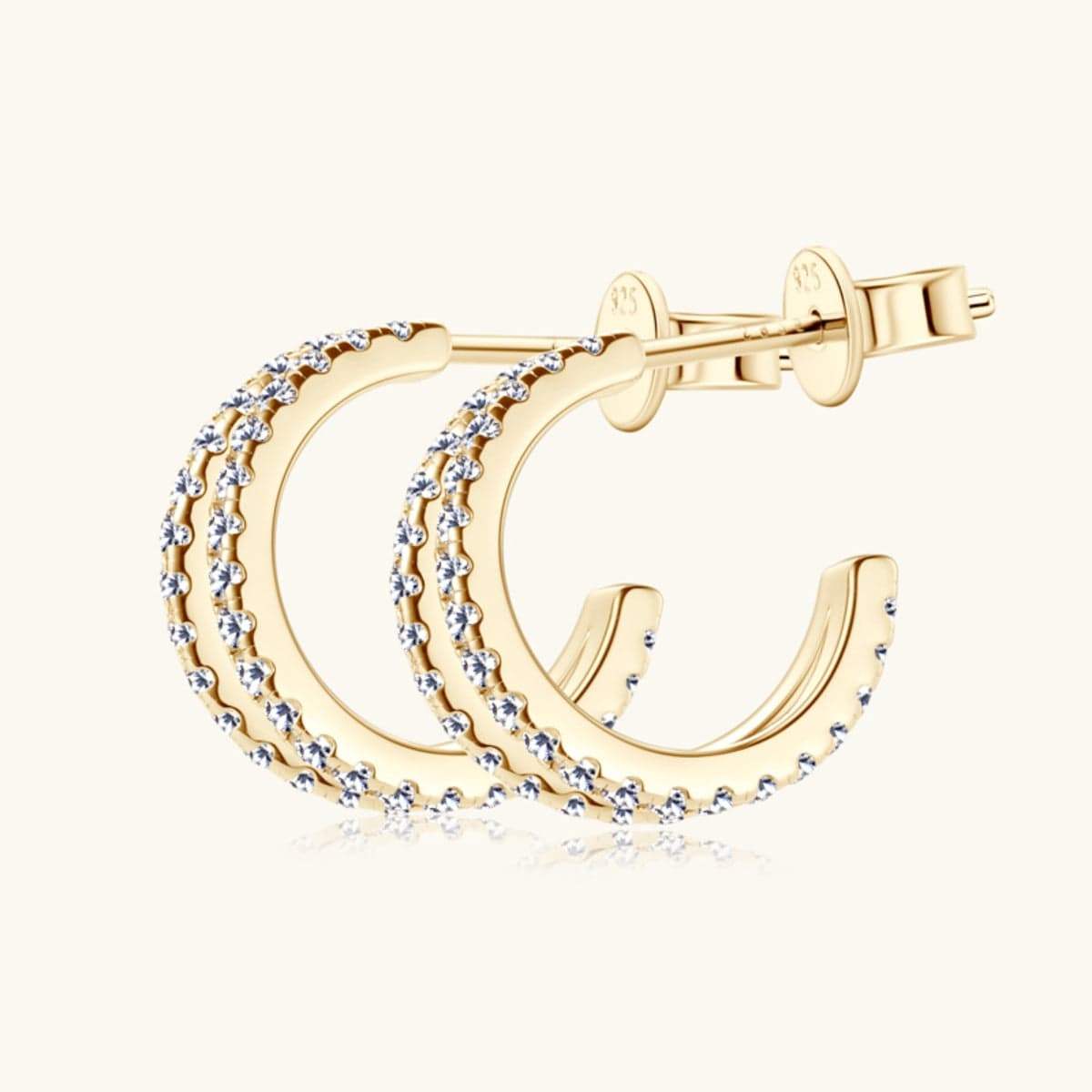 Moissanite 925 Sterling Silver C-Hoop Earrings - Trendsi - Flyclothing LLC