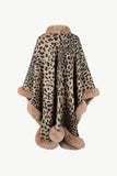 Leopard Open Front Poncho - Trendsi - Flyclothing LLC