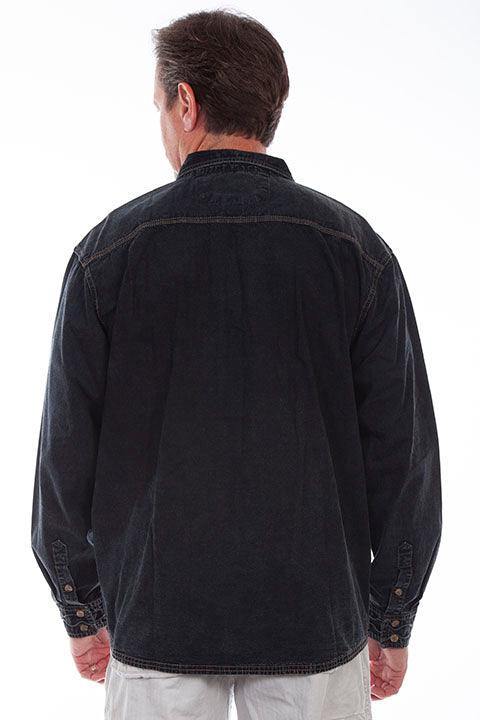 Scully BLACK DISTRESSED DENIM LS - Scully Leather