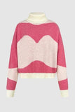 Color Block Turtleneck Dropped Shoulder Sweater - Trendsi - Flyclothing LLC