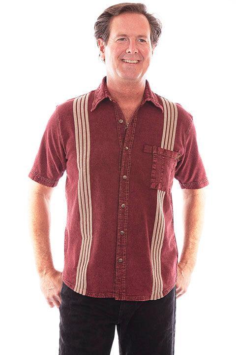 Scully Leather Burgundy Traveler Contrast Shirt - Scully Leather