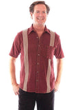 Scully Leather Burgundy Traveler Contrast Shirt - Scully Leather