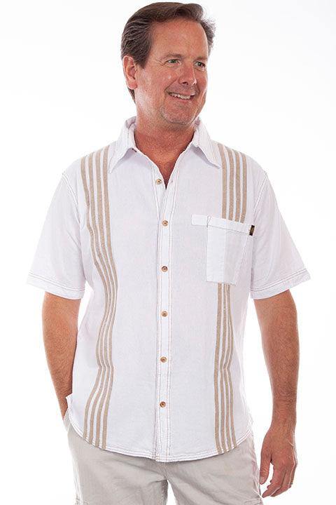Scully WHITE TRAVELER CONTRAST SHIRT - Scully Leather