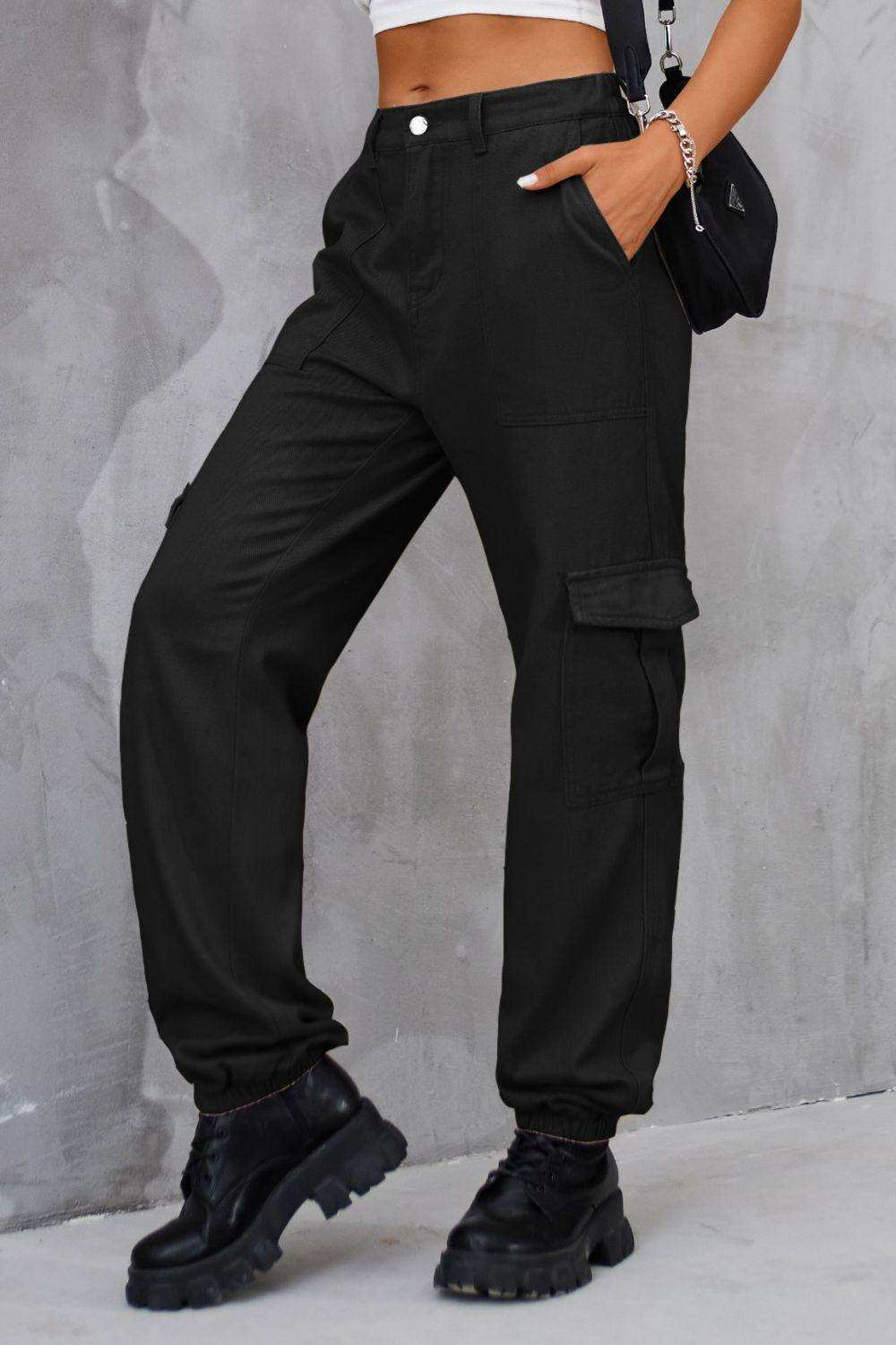 Buttoned High Waist Jeans with Pockets - Trendsi - Flyclothing LLC