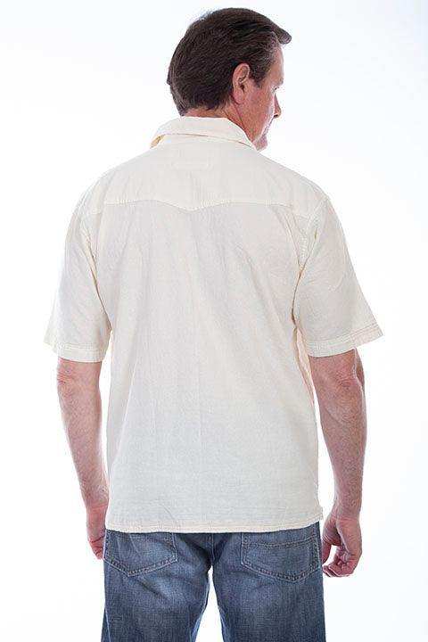 Scully IVORY DISTRESSED LONGBOAT KEY EMBROIDERED SHIRT - Scully Leather - Flyclothing LLC