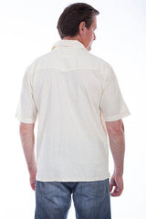 Scully IVORY DISTRESSED LONGBOAT KEY EMBROIDERED SHIRT - Scully Leather