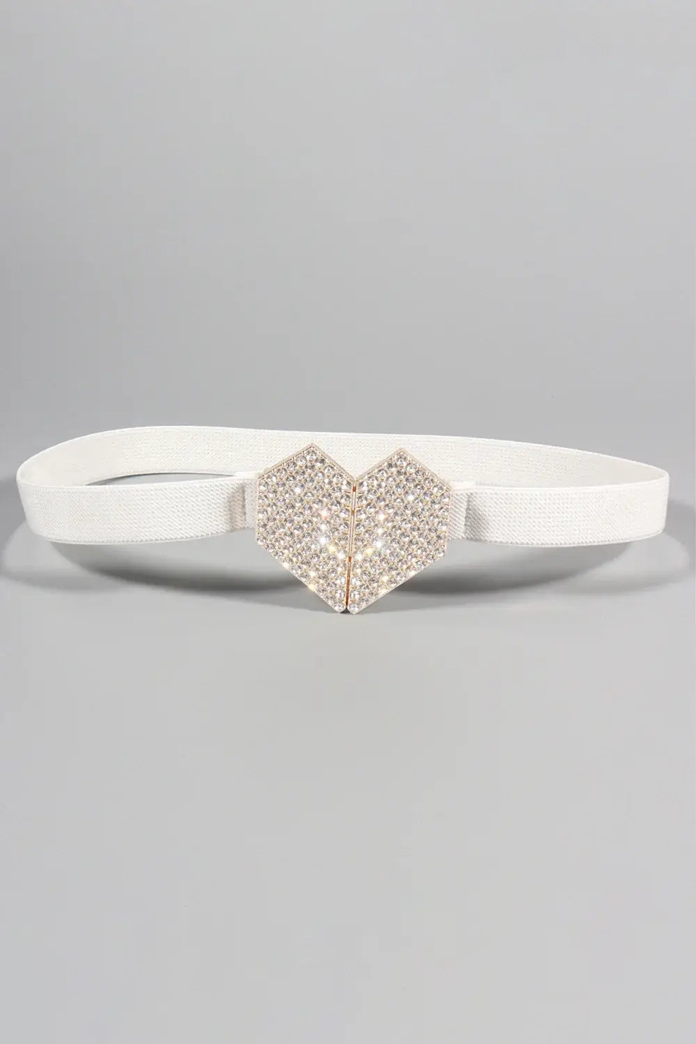 Rhinestone Heart Buckle Elastic Belt - Trendsi - Flyclothing LLC
