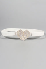 Rhinestone Heart Buckle Elastic Belt - Trendsi - Flyclothing LLC