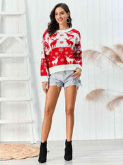 Reindeer Round Neck Sweater - Trendsi