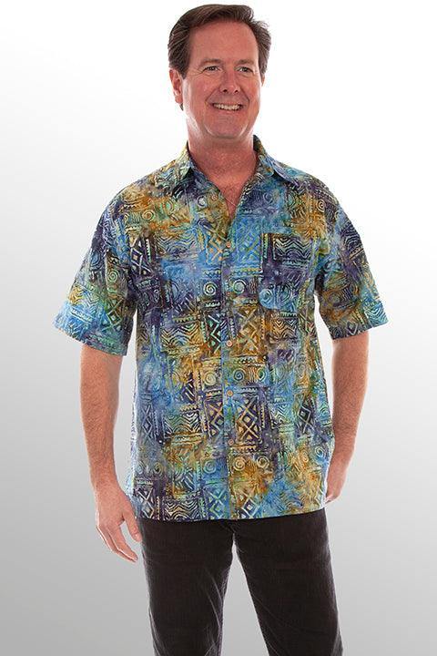 Scully OCEAN MEN'S S/S AGEAN BATIK SHIRT - Scully Leather