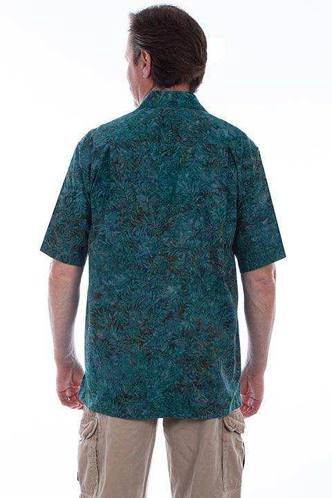 Scully DEEP SEA MEN'S S/S TEAL LEAF BATIK SHIRT - Scully Leather - Flyclothing LLC
