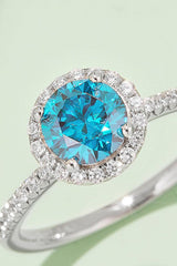 1 Carat Moissanite 925 Sterling Silver Halo Ring - Trendsi