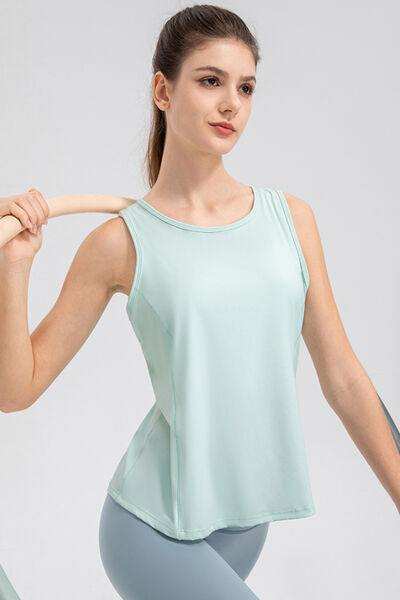 Wide Strap Round Neck Active Tank - Trendsi - Flyclothing LLC