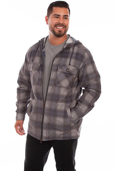 Scully CHARCOAL-NAVY MEN'S Y/D PLAID HOODIE - Flyclothing LLC