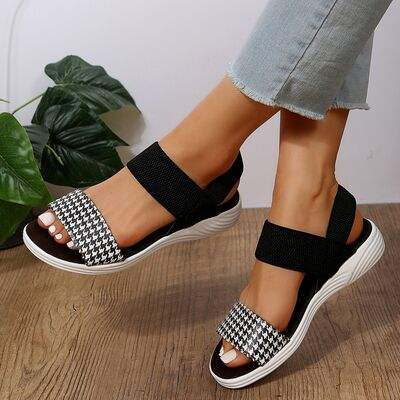 PU Leather Open Toe Low Heel Sandals - Trendsi - Flyclothing LLC