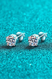 2 Carat Moissanite Rhodium-Plated Stud Earrings - Trendsi