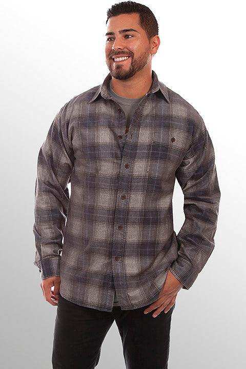 Scully CHARCOAL-NAVY CORDUROY PLAID SHIRT - Scully Leather - Flyclothing LLC