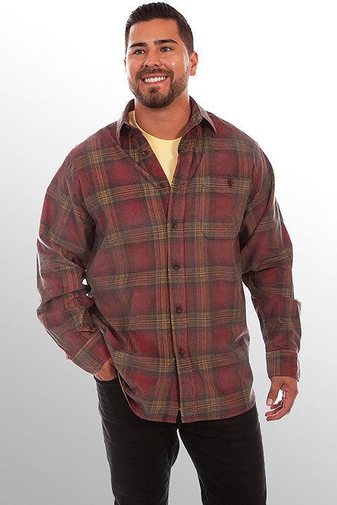 Scully RED-YELLOW CORDUROY PLAID SHIRT - Scully Leather