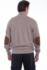 Scully TAUPE PULLOVER QUARTER ZIP/BUTTON SWEATER - Flyclothing LLC