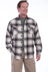Scully BLACK-WHITE SHIRT-JACKET BRAWNY FLANNEL - Scully Leather - Flyclothing LLC
