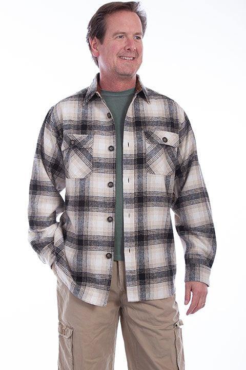 Scully BLACK-WHITE SHIRT-JACKET BRAWNY FLANNEL - Scully Leather