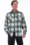 Scully GREEN-WHITE SHIRT-JACKET BRAWNY FLANNEL - Scully Leather