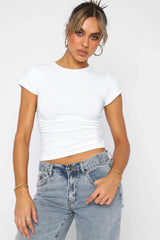 Crewneck Short Sleeve Tee - Trendsi - Flyclothing LLC