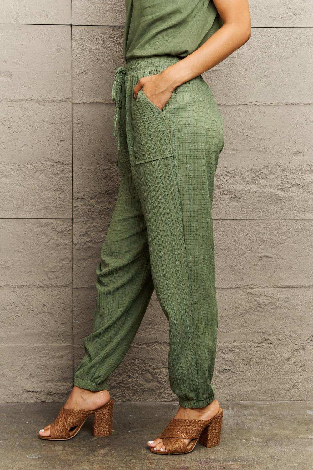 Tie Waist Long Pants with Pocket - Trendsi - Flyclothing LLC