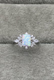 925 Sterling Silver Zircon and Opal Ring - Trendsi