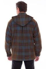 Scully BLUE-BROWN Y/D SHERPA LINED CORDUROY HOODY - Scully Leather