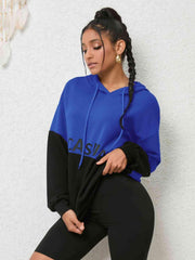 CASUAL Graphic Two-Tone Hoodie - Trendsi