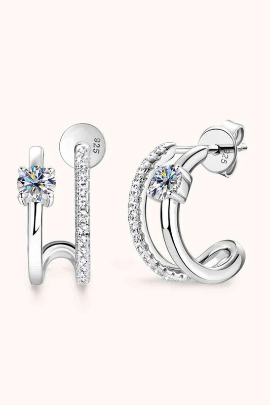 Moissanite 925 Sterling Silver C-Hoop Earrings - Trendsi