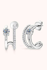 Moissanite 925 Sterling Silver C-Hoop Earrings - Trendsi