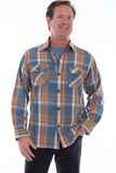 Scully BLUE ELBOW PATCH FLANNEL SHIRT - Scully Leather - Flyclothing LLC