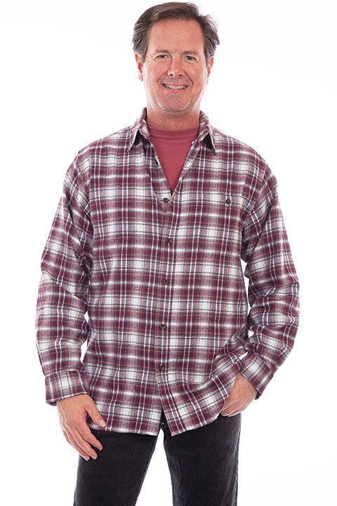 Scully BURGUNDY FLANNEL SHIRT - Scully Leather