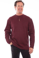 Scully BURGUNDY HEATHER RIB HENLEY - Flyclothing LLC