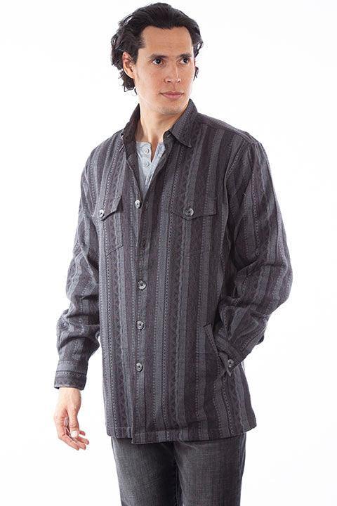 Scully CHARCOAL DOBBY STRIPE SHIRT/JACKET - Scully Leather