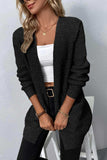 Rib-Knit Open Front Pocketed Cardigan - Trendsi - Flyclothing LLC