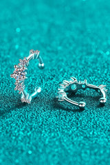 Moissanite Rhodium-Plated Cuff Earrings - Trendsi - Flyclothing LLC