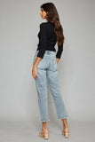 Kancan High Waist Button Fly Raw Hem Cropped Straight Jeans - Trendsi