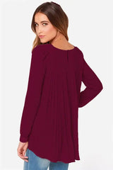 Full Size Round Neck Back Pleated Blouse - Trendsi - Flyclothing LLC