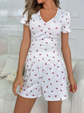 Floral Ruched T-Shirt and Shorts Lounge Set - Trendsi - Flyclothing LLC