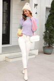Color Block Round Neck Drop Shoulder Sweater - Trendsi - Flyclothing LLC
