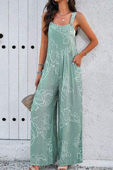 Printed Wide Strap Jumpsuit with Pockets - Trendsi - Flyclothing LLC