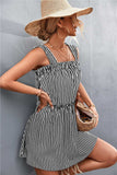 Striped Frill Trim Square Neck Dress - Trendsi - Flyclothing LLC