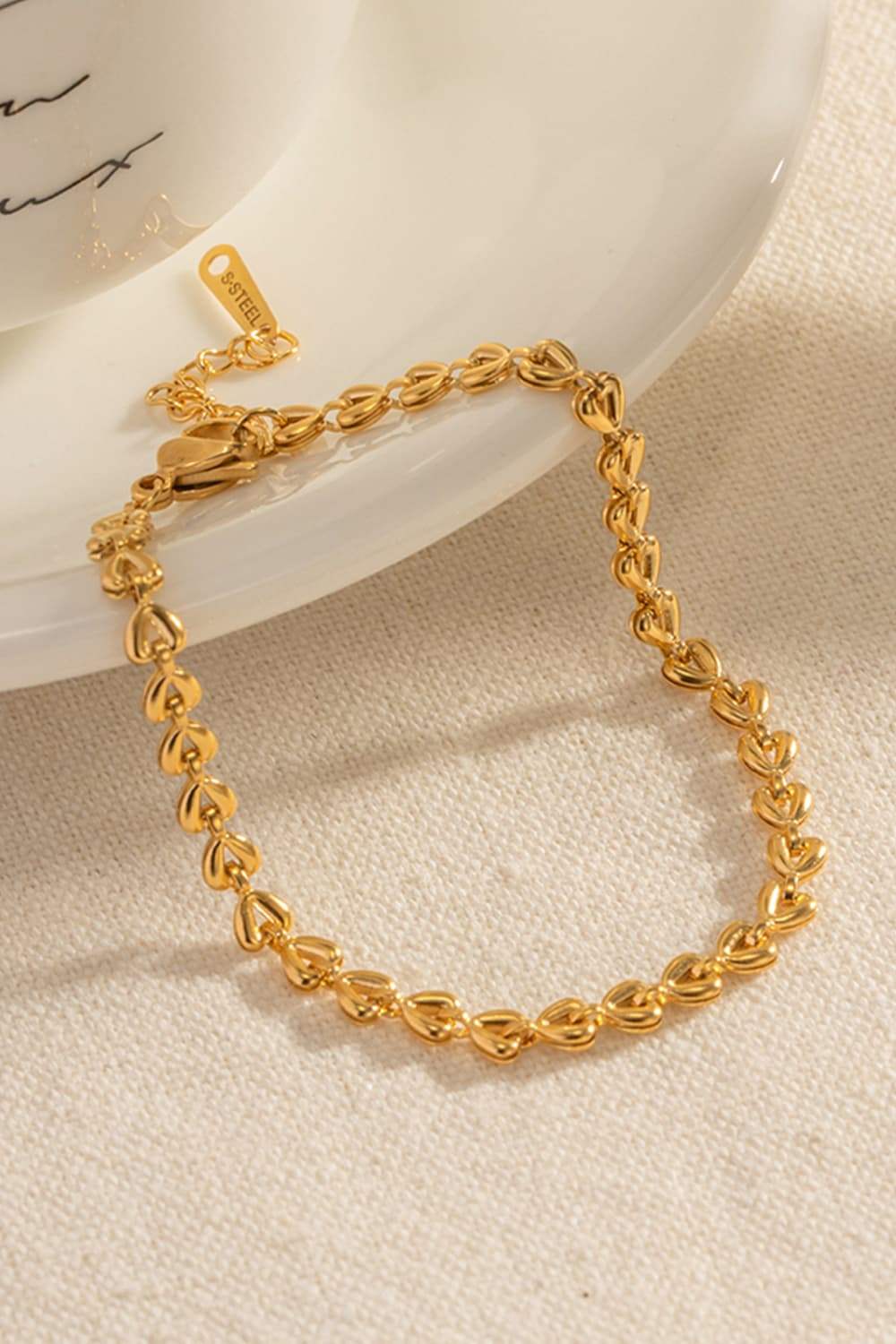 Heart Chain Lobster Clasp Bracelet - Trendsi - Flyclothing LLC