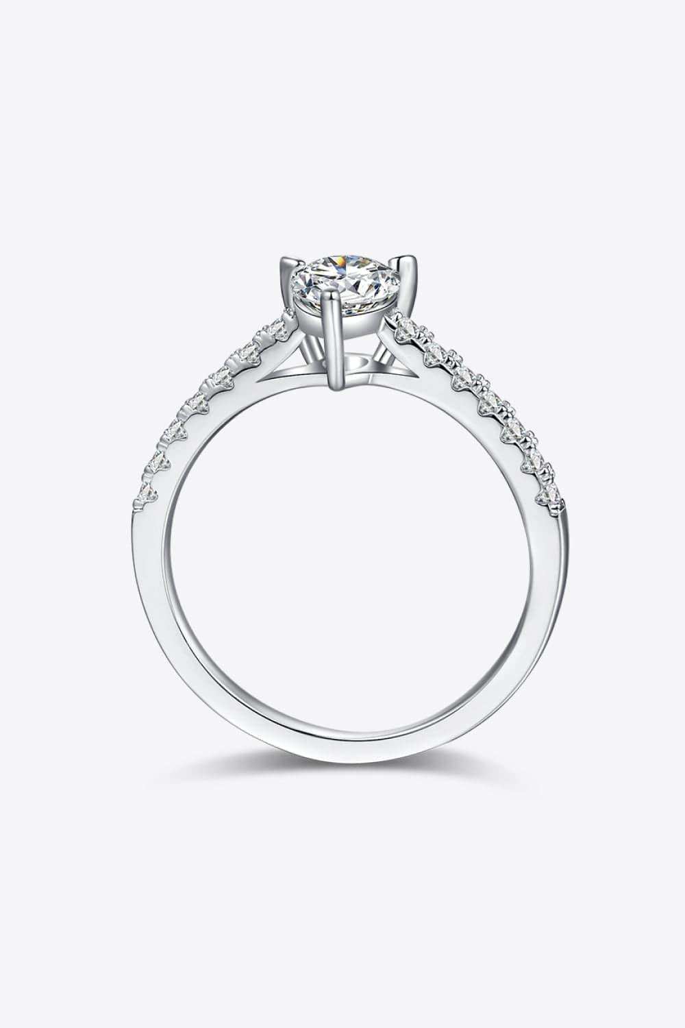 1 Carat Moissanite 925 Sterling Silver Side Stone Ring - Trendsi - Flyclothing LLC