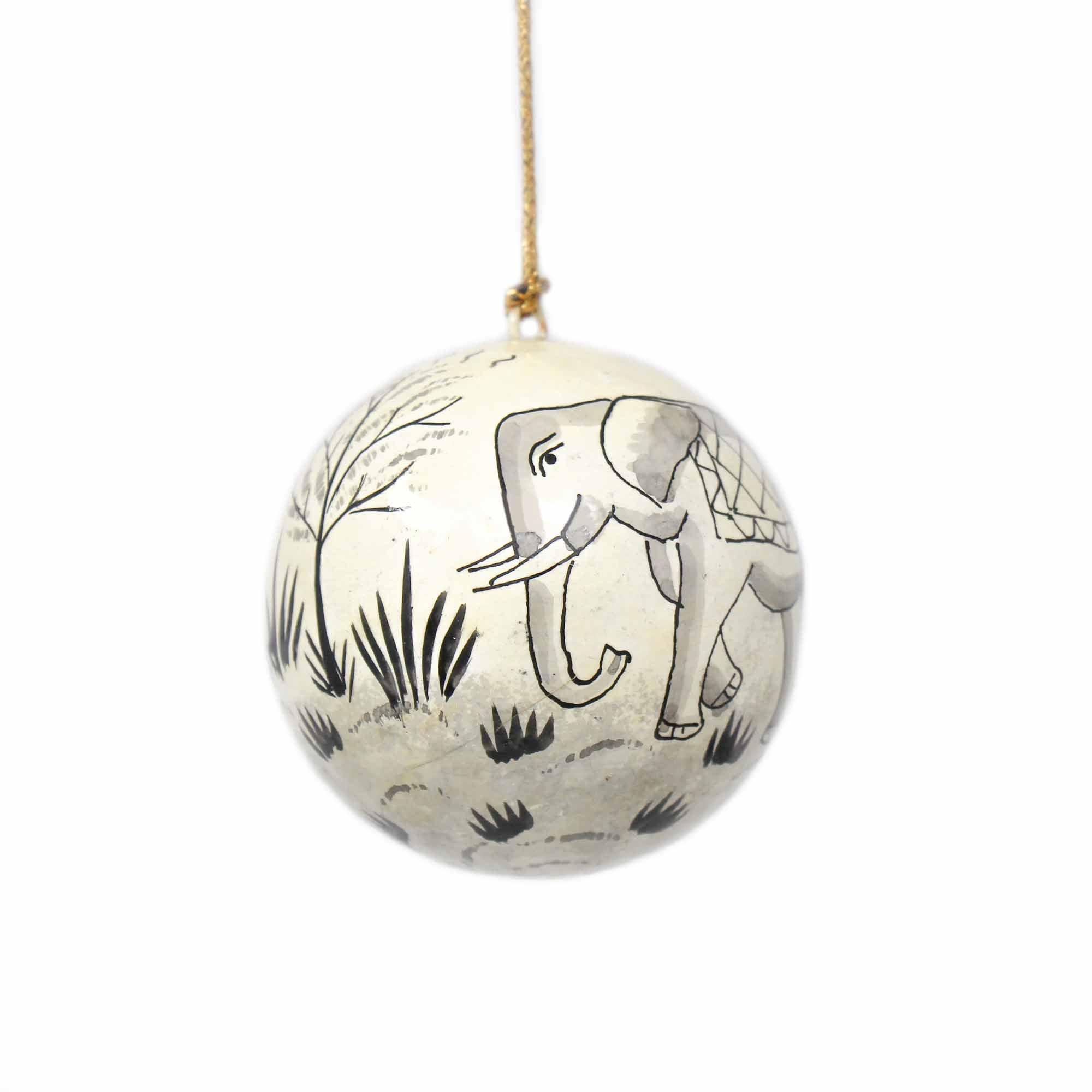 Handpainted Elephant & Bird Ornaments, Set of 2 - Flyclothing LLC