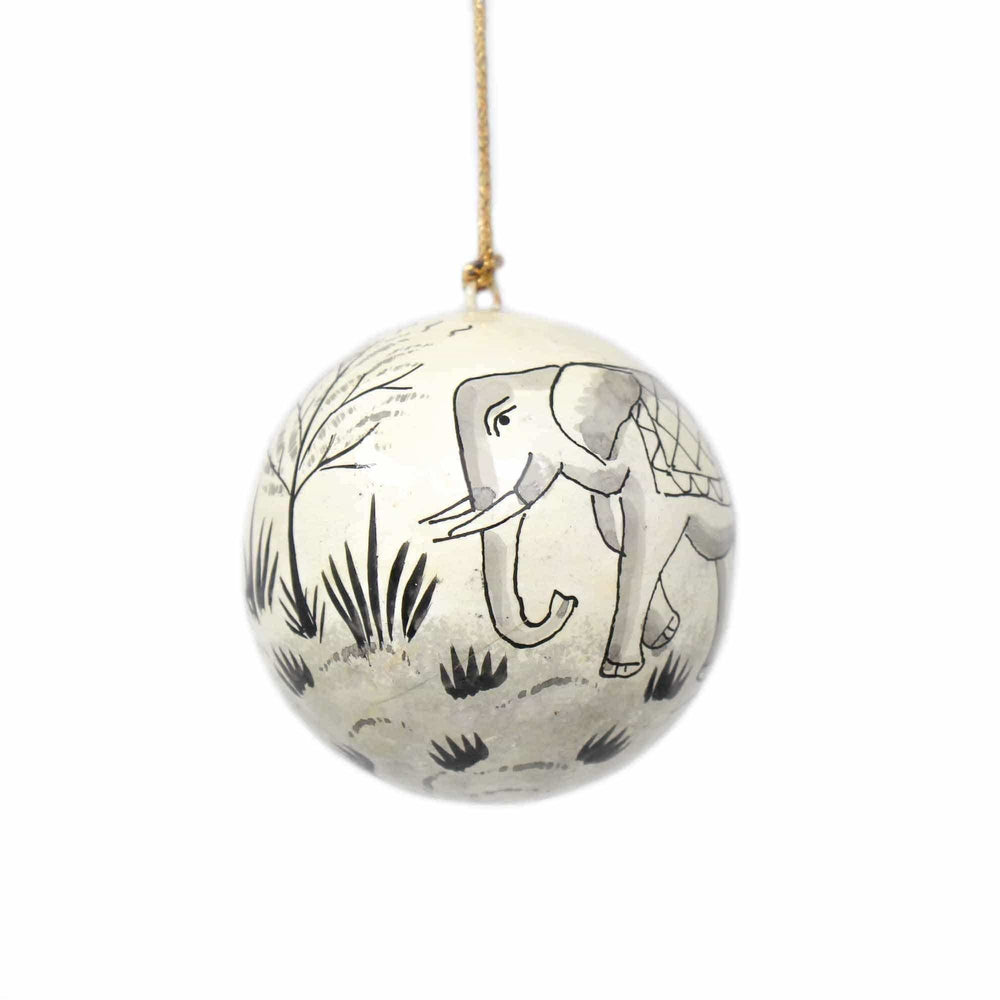 Handpainted Elephant & Bird Ornaments, Set of 2 - Asha Handicrafts - Flyclothing LLC