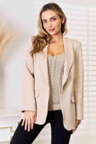 Double Take Shawl Collar Long Sleeve Blazer - Trendsi